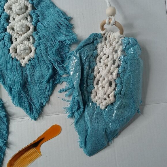 Woven Feather Cotton Wall Decor Boho Chic - Picture 8 of 8